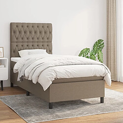 Maison Chic Structures de lit + matelas,Lit à sommier tapissier avec matelas Taupe 90x190 cm Tissu -MN17840