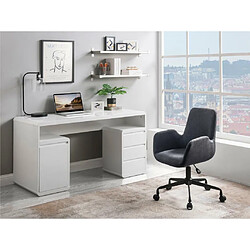 Vente-Unique Bureau avec rangements SERGUEI - MDF laqué blanc pas cher