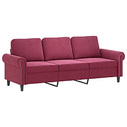 Avis vidaXL Canapé à 3 places et repose-pieds Rouge bordeaux 180 cm Velours