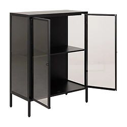 Acheter Mes Buffet 2 portes 80x40x98,7 cm en verre et métal noir - BAKOS