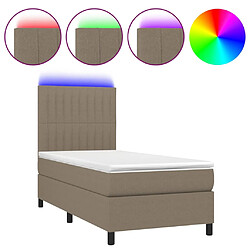 vidaXL Sommier à lattes de lit et matelas et LED Taupe 100x200cm Tissu