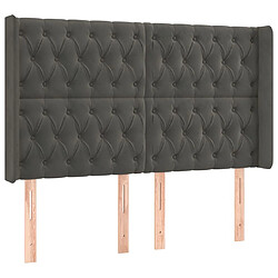 Maison Chic Tête de lit scandinave avec oreilles,meuble de chambre Gris foncé 147x16x118/128 cm Velours -MN23368