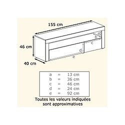 Avis Mpc Meuble bas noir et gris façade laquée corps mat sans led 155 cm