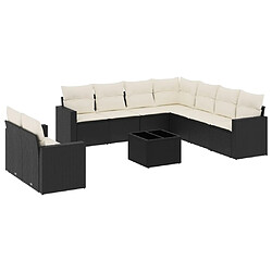 Maison Chic Salon de jardin 10 pcs avec coussins, Ensemble Tables et chaises d'extérieur noir résine tressée -GKD335790