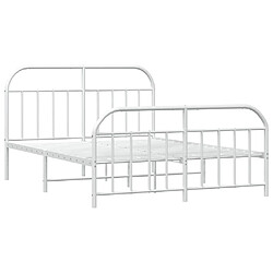 Maison Chic Lit adulte - Lit simple Cadre de lit métal avec tête de lit/pied de lit,Structure du lit Contemporain pour chambre blanc 135x190cm -MN81306 pas cher