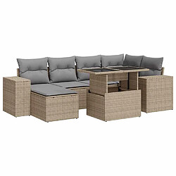 vidaXL Salon de jardin avec coussins 7 pcs beige résine tressée