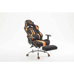 Acheter Decoshop26 Fauteuil de bureau chaise gamer avec repose-pieds extensible en tissu noir / orange et métal chromé 10_0002742