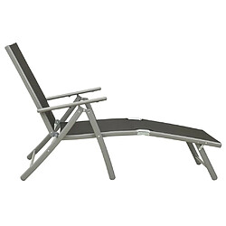 Avis Maison Chic Chaise longue pliable de jardin | Bain de soleil Relax | Transat Textilène et aluminium noir et argenté -GKD63847