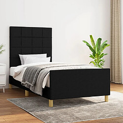 Maison Chic Lit adulte - Cadre Structure de lit avec tête de lit Contemporain Noir 90x190 cm Tissu -MN86656