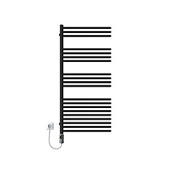 LuxeBath Radiateur mural porte-serviette 500x1200 mm noir mat acier thermoplongeur 900W