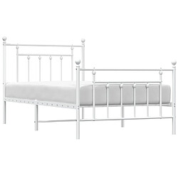 Acheter vidaXL Cadre de lit métal sans matelas et pied de lit blanc 100x190 cm