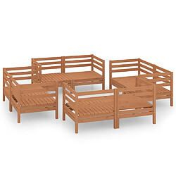 Maison Chic Salon de jardin 8 pcs - Table et chaises d'extérieur - Mobilier/Meubles de jardin Moderne Marron miel Bois de pin massif -MN86494