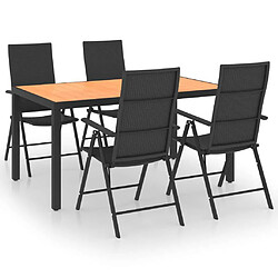 Salle à manger de jardin 5 pcs,Table et chaise à dîner Noir et marron -MN97932