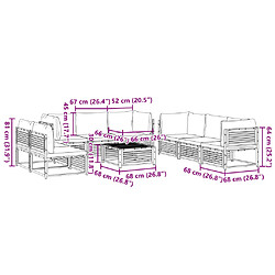 vidaXL Salon de jardin avec coussins 9 pcs bois massif d'acacia pas cher