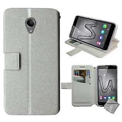 Htdmobiles Housse etui portefeuille pour Wiko Robby + film ecran - BLANC