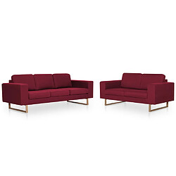 vidaXL Ensemble de canapé 2 pcs Tissu Rouge bordeaux