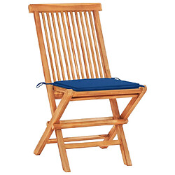 Avis vidaXL Ensemble de bistro 3 pcs avec coussins bleu royal Bois de teck