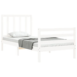 Acheter Maison Chic Lit adulte - Cadre Structure de lit avec tête de lit Contemporain blanc petit simple bois massif -MN92612