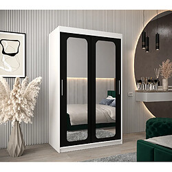 Abiks Meble Armoire PROMO T3 À Portes Coulissantes 200/120/62 2 Portes (Blanc/Noir)