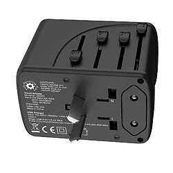 Adaptateur De Voyage Chargeur Mural Adaptateur Secteur 2.4A 4 USB 45W Type-C Pour US EU UK AU Noir