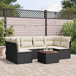 Maison Chic Salon de jardin 7 pcs avec coussins | Ensemble de Table et chaises | Mobilier d'Extérieur noir résine tressée -GKD52466