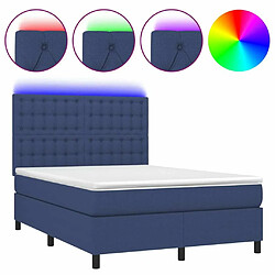 Maison Chic Lit adulte- Lit + matelas,Sommier à lattes de lit et matelas et LED Bleu 140x200 cm Tissu -GKD52096