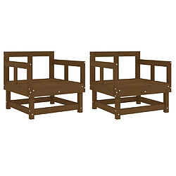 Maison Chic Lot de 2 Chaises de jardin,Fauteuil d'extérieur marron miel bois massif de pin -MN25832