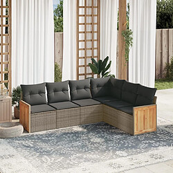 Maison Chic Salon de jardin 6 pcs avec coussins | Ensemble de Table et chaises | Mobilier d'Extérieur gris résine tressée -GKD63149