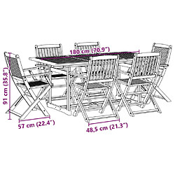 vidaXL Ensemble à manger de jardin 7 pcs bois massif d'acacia pas cher