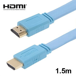 Wewoo Câble or et bleu bébé Version 1.4, plat plaqué HDMI à HDMI 19Pin, support TV HD / XBOX 360 / PS3 Playstation 3 / projecteur / lecteur DVD etc, longueur: 1,5 m