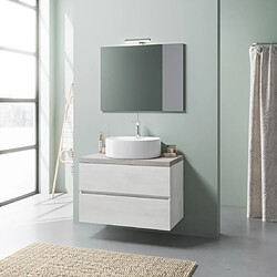 Kiamami Valentina MEUBLE-LAVABO SUSPENDU 80CM CHÊNE BLANC ET BETON, MEUBLE LAVABO | ELBA