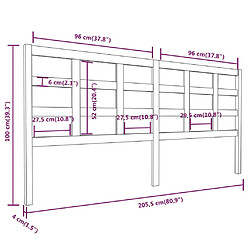 vidaXL Tête de lit Marron miel 205,5x4x100 cm Bois massif de pin pas cher