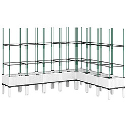 vidaXL Jardinière avec treillis blanc 200x160x142,5 cm PP