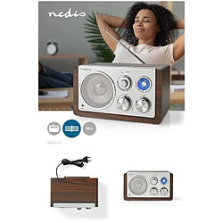 NEDIS Radio FM Design Vintage Bois Alimentation secteur Analogique 15 W Argent / Marron fonction AUX