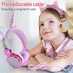 Acheter Casque Licorne Avec Microphone Filles Écouteurs Stéréo Pour Enfants Rose 1