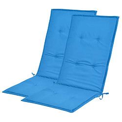 Decoshop26 Lot de 2 coussins de chaise de jardin en tissu bleu 120x50x3 cm DEC021548