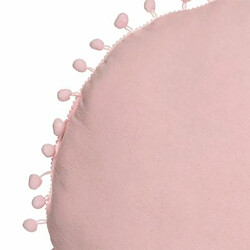 Coussin Déco Enfant Pompons 39cm Rose