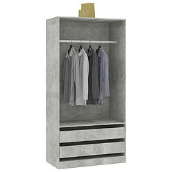 Avis vidaXL Garde-robe Gris béton 100x50x200 cm Bois d'ingénierie