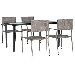 vidaXL Ensemble à manger de jardin 5pcs gris/noir résine tressée/acier