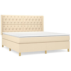 vidaXL Sommier à lattes de lit avec matelas Crème 160x200 cm Tissu