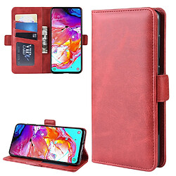 Wewoo Housse Coque Pour Galaxy A70 Double boucle Crazy Horse Business Holster de téléphone portable avec fonction de support de portefeuille de carte Rouge