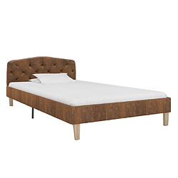 Maison Chic Lit adulte - Lit simple Cadre de lit,Structure du lit Contemporain Marron Similicuir daim 90 x 200 cm -MN55088