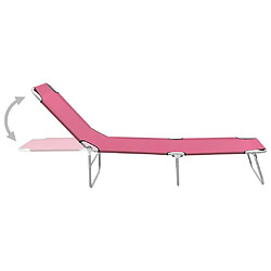 Avis Maison Chic Chaise longue pliable de jardin | Bain de soleil Relax | Transat acier et tissu rose -GKD72765