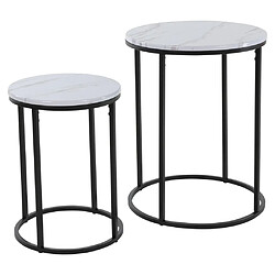 Es Collection H&S Collection Ensemble de tables d'appoint 2 pcs blanc