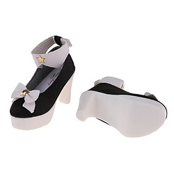 1/3 de jolies chaussures à talons bowknot pour les accessoires de robe de poupée BJD noirs pas cher