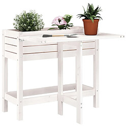 Maison Chic Jardinière,Bac à fleurs - pot de fleur de jardin avec plateau pliant blanc bois pin massif -GKD84342