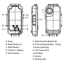 Wewoo Coque 40m / 130ft Boîtier de plongée étanche Vidéo Prenant une protection sous-marine pour HuP20 Pro (Noir) pas cher