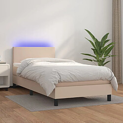 Sommier à lattes et LED,Cadre à lattes de lit avec matelas pour Adulte Cappuccino 90x200cm -MN22539