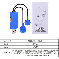 Acheter SANAG Rk-Hytqwr Chargeur Usb Magnétique Pour 26650 21700 20700 18650 16340 Batterie Li-Ion Téléphone Portable, Chargeur De Batterie Magnétique Usb, Bleu