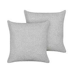 Beliani Lot de 2 coussins LEUZEA Bouclé 60 x 60 cm Unicolore Gris